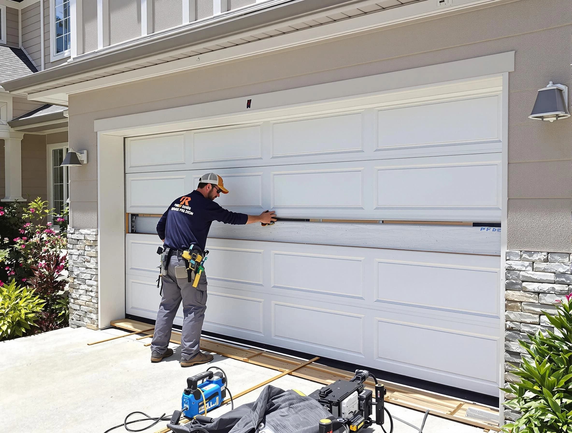 Birmingham Garage Door Repair team performing complete garage door replacement at Birmingham residence