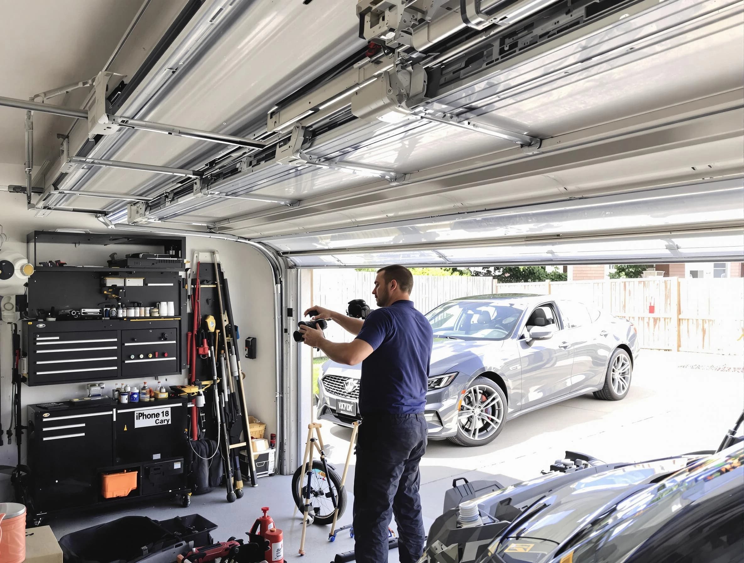 Birmingham Garage Door Repair technician fixing noisy garage door in Birmingham