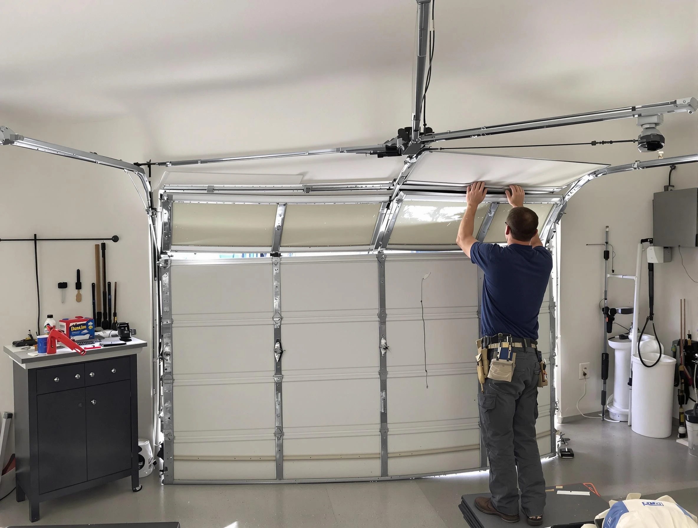 Birmingham Garage Door Repair specialist performing precise section replacement on Birmingham garage door